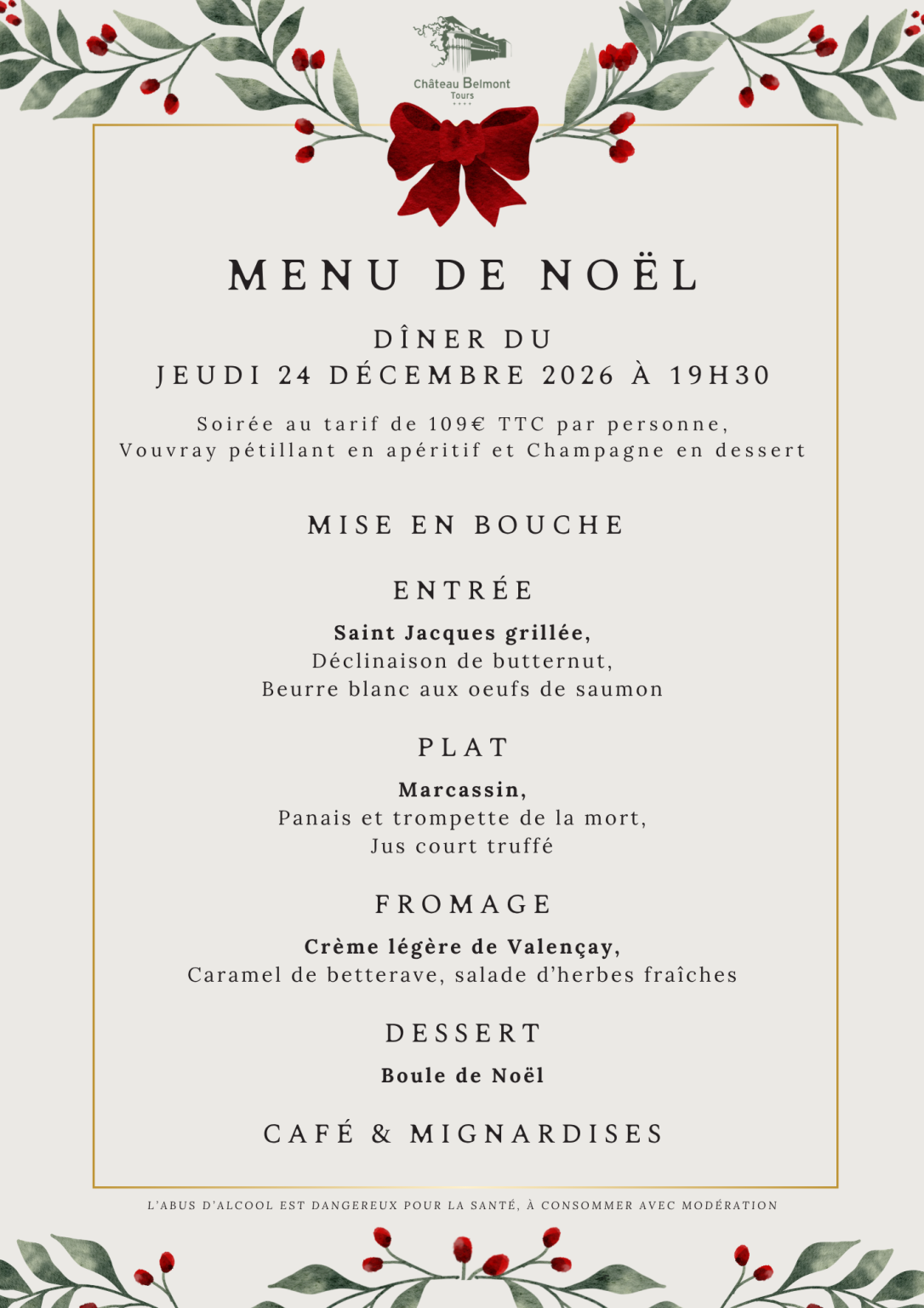 Menu Noël 2026